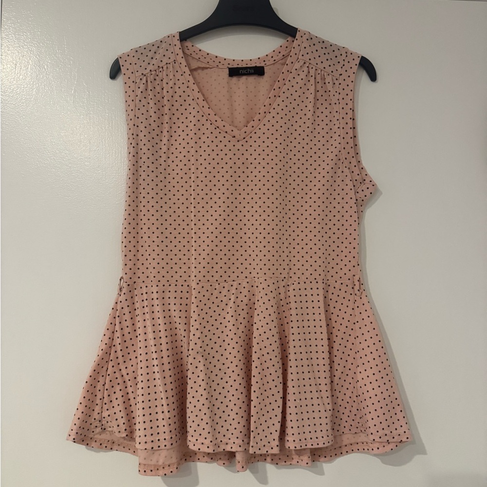 Pink Polka Dot Sleeveless Blouse